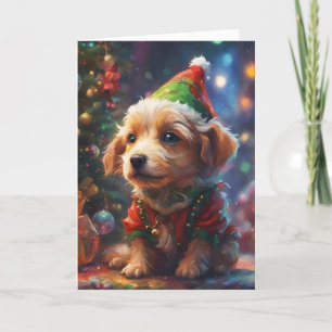 Cartão De Festividades À espera de Papais noeis, saudações de cachorro de