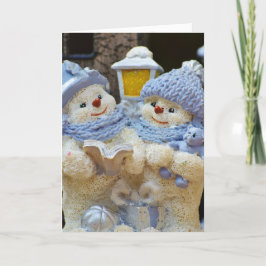 Cartão De Festividades A "família é para sempre" Natal do casal da neve