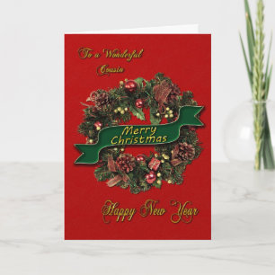 Cartão De Festividades A festive Christmas Wreath for your cousin