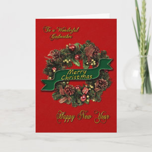 Cartão De Festividades A festive Christmas Wreath for your Godmother