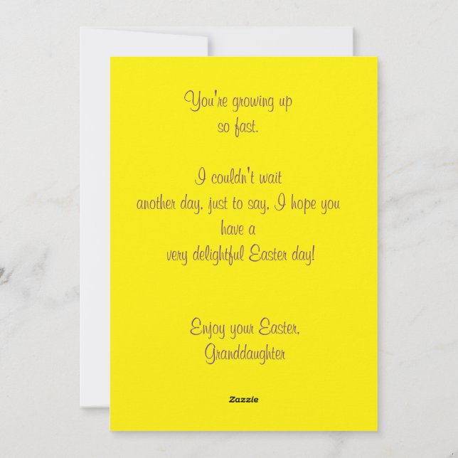 CARTÃO DE FESTIVIDADES A GRANDDAUGHTER'S PERSONALIZED EASTER CARD  (Verso)