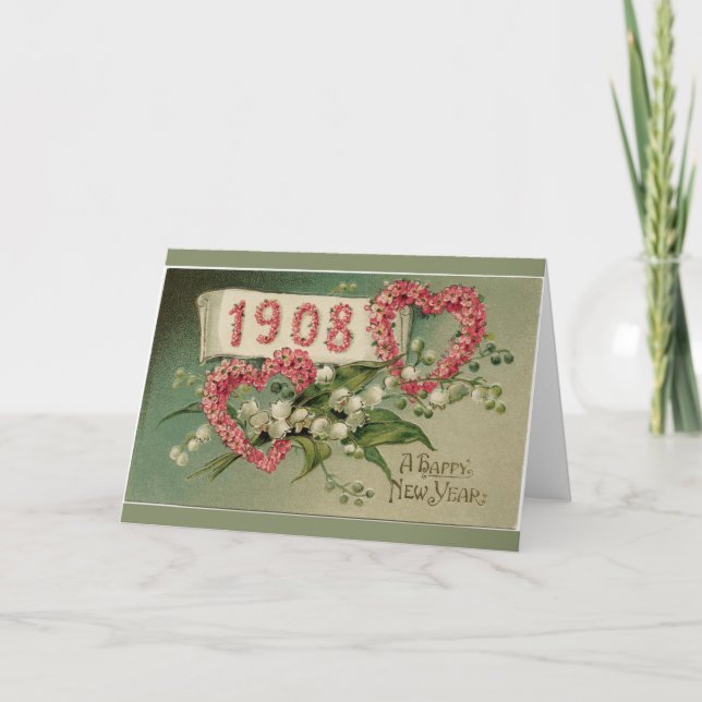 Cartão De Festividades A Happy New Year Victorian Greeting Card (Frente)