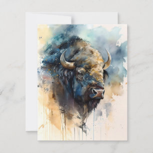 Cartão De Festividades A História Lembrou O Bison Americano Em Aquarelas