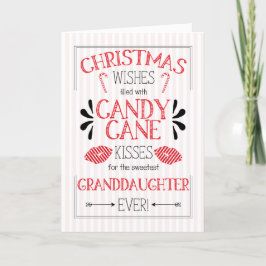 Cartão De Festividades A jovem neta Candy Cane Beija o Natal