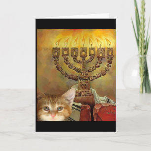 Cartão De Festividades A kitten and a Menorah