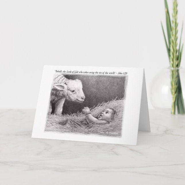 Cartão De Festividades "A Lamb" por Lisa Vento Hainline (Frente)