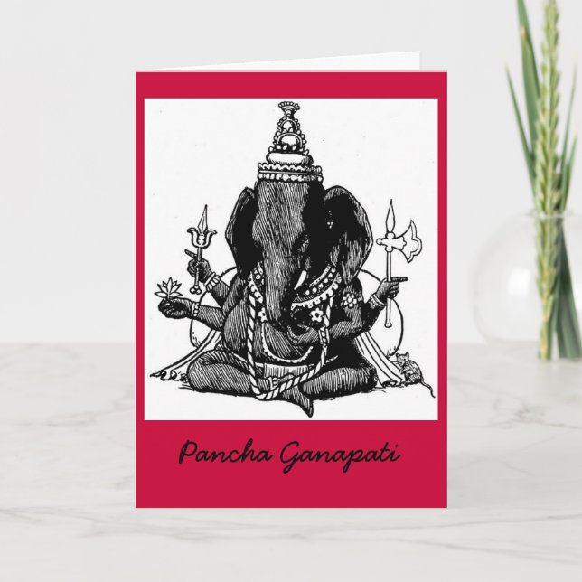 Cartão De Festividades A lápis assentado desenho de Ganesh (Frente)