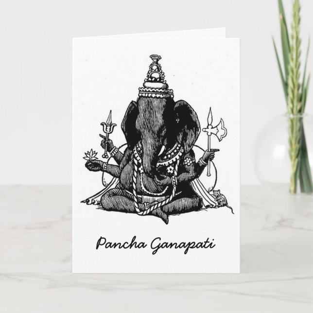 Cartão De Festividades A lápis assentado desenho de Ganesh (Frente)