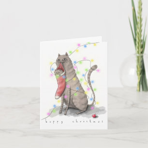 Cartão De Festividades a lovely kitten in a stocking Christmas card