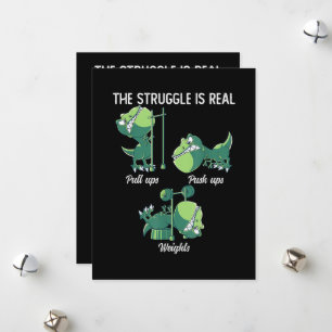 Cartão De Festividades A Luta é Real Dinossauro Engraçado T-Rex Academia