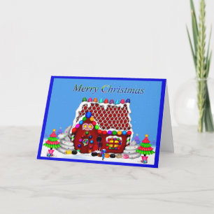 Cartão De Festividades A Merry Christmas Gingerbread House card.
