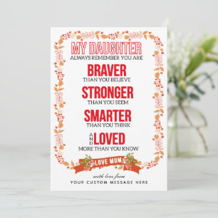 Cartão De Festividades À Minha Placa Personalizada Inspiracional Filha