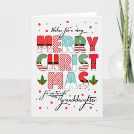 Cartão De Festividades A neta Merry Christmas Decortering Lettering