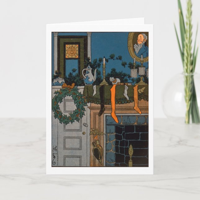 Cartão De Festividades A noite antes do Natal por Denlow, 1903 (cor (Frente)