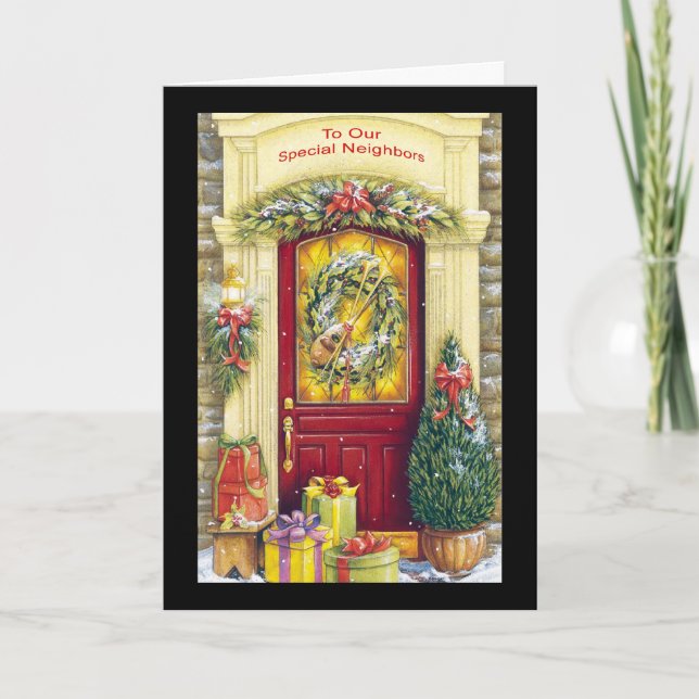 Cartão De Festividades A nossos vizinhos especiais (Frente)