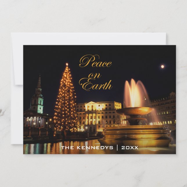 Cartão De Festividades A Praça do Tralgar no Natal, Londres (Frente)