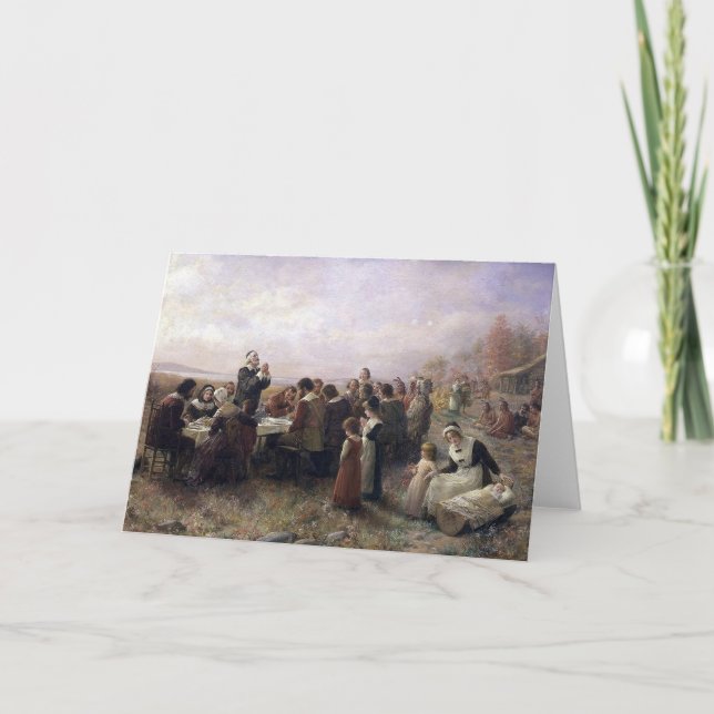 Cartão De Festividades A primeira acção de graças em Plymouth por (Frente)