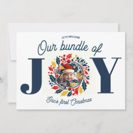 Cartão De Festividades A primeira coroa de tricolor de Natal do bebê