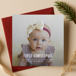 Cartão De Festividades A Primeira Família de Fotos Vermelhas de Natal do 
