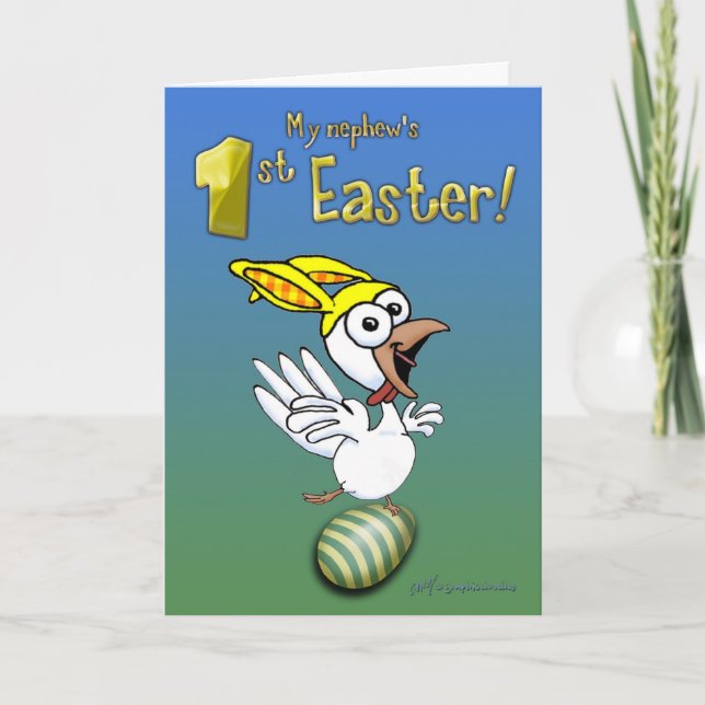 Cartão De Festividades A primeira Páscoa do meu sobrinho. (Frente)