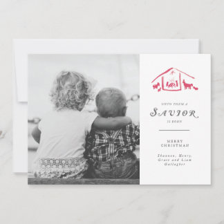 Cartão De Festividades A Savior Is Born Holiday Photo Card - Winterberry