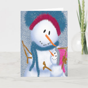 Cartão De Festividades A Snowmomma e Snowgirl