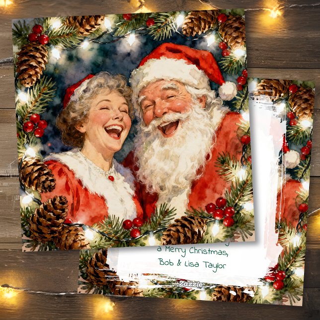 Cartão De Festividades A Sweet Old-Fashioned Christmas | Mr and Mrs Claus (Criador carregado)