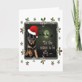 Cartão De Festividades A Temporada Para Ser Alegre Cachorrinho Fofo Cumpr