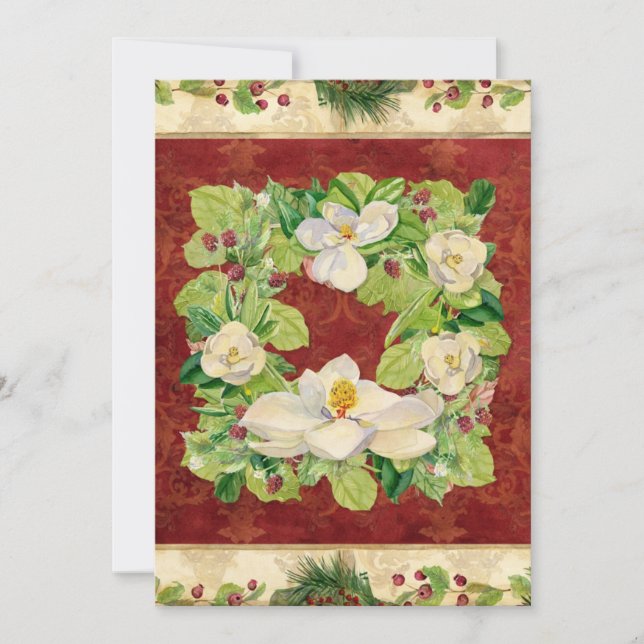 Cartão De Festividades A Terra Natal da Magnolia Wreath n Pine Boughs (Frente)
