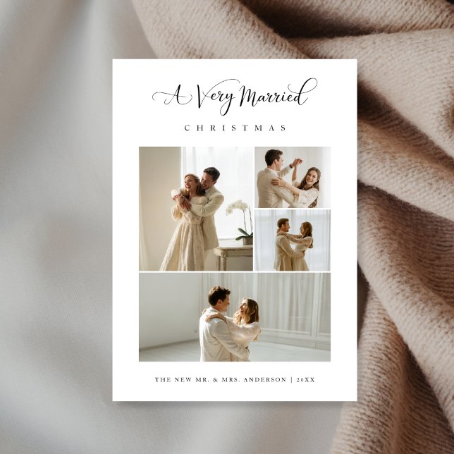 Cartão De Festividades A Very Married Christmas Elegant 4 Photo (Criador carregado)