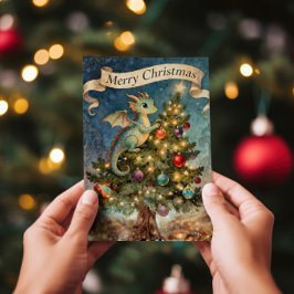 Cartão De Festividades A Véspera de Natal de um Dragão