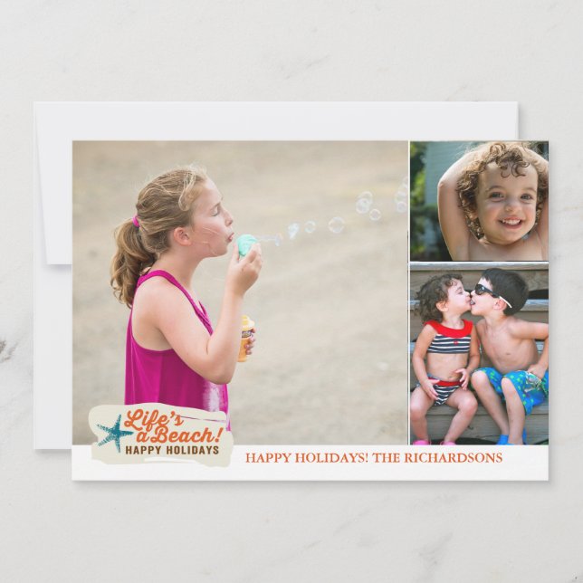 Cartão De Festividades A vida é uma praia! x3 (Frente)
