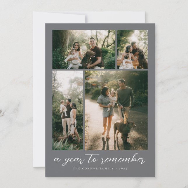 Cartão De Festividades A Year to Remember Photo Collage (Frente)