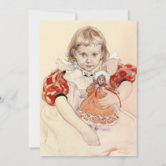 Cartão De Festividades A Young Girl with a Doll by Carl Larsson,