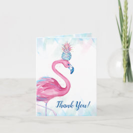 Cartão De Festividades Abacaxi Flamingo Rosa Dourada Azul Obrigado Cartõe