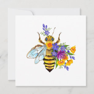 Cartão De Festividades Abeja flor com plantas silvestres