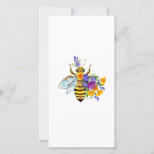 Cartão De Festividades Abeja flor com plantas silvestres