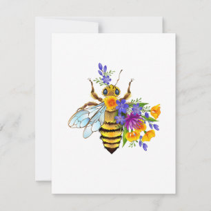 Cartão De Festividades Abeja flor com plantas silvestres