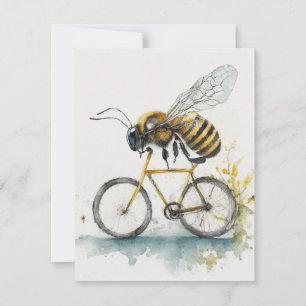 Cartão De Festividades Abelhas engraçadas montando um desenho de aquarela