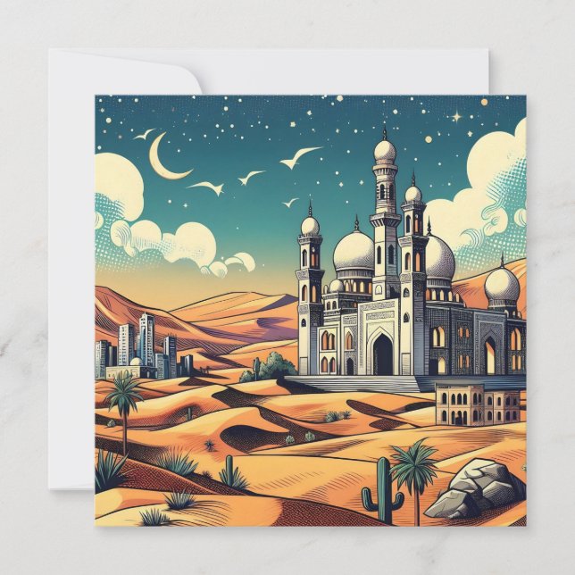 Cartão De Festividades Abençoações de Alá Editável (Frente)