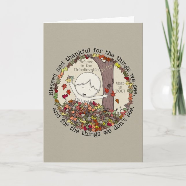 Cartão De Festividades Abençoada e Grata (Frente)