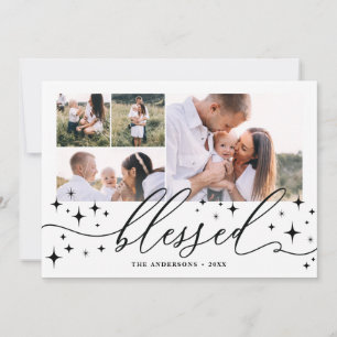 Cartão De Festividades Abençoado feriado de estrelas multifoto elegante