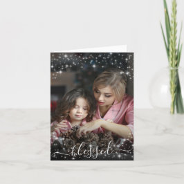 Cartão De Festividades Abençoado. Foto do quadro de cheio com faíscas fes