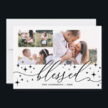 Cartão De Festividades Abençoado inverno multifoto elegante<br><div class="desc">Bendito cartão multifoto elegante de inverno estelar. Com belos textos abençoados e estrelas delicadas,  este cartão de natal de férias com fotos múltiplas vai se adequar ao seu tema este ano. Altere a cor de fundo para personalizar.</div>