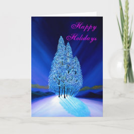 Cartão De Festividades Abeto azuis da aurora boreal do Natal #7