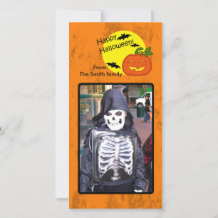 Cartão De Festividades Abóbora de Halloween com fundo angustiado
