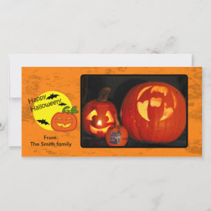 Cartão De Festividades Abóbora de Halloween com fundo angustiado