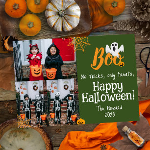 Cartão De Festividades Abóbora fantasma jack-o-lantern Colagem de fotos d