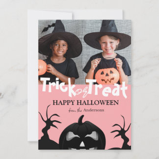 Cartão De Festividades abóbora jack-o-lantern Halloween Família Uma Foto