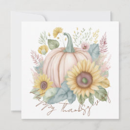 Cartão De Festividades Abóbora pastel e floral boho personalizado
